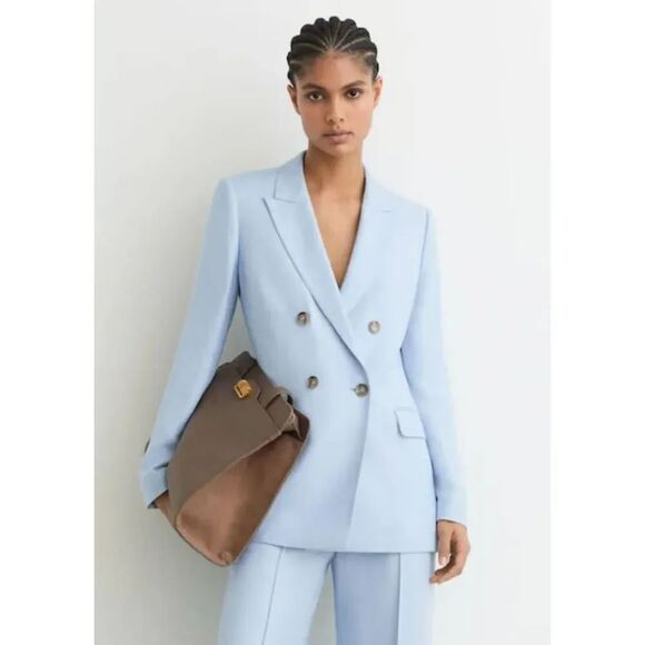 REISS Jackets & Blazers - REISS Double Breasts Peak Lapel Suit Blazer In Blue Sz: 2